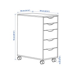 Ikea Alex Pedestal 5 Drawers With Castors 99422218