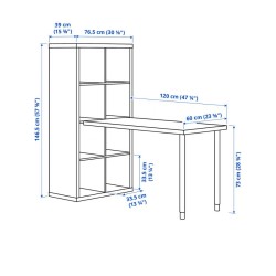 Ikea Kallax Desk White With Shelves & 2 Legs 89483453