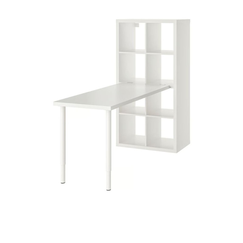 Ikea Kallax Desk White With Shelves & 2 Legs 89483453