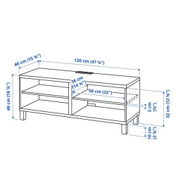 Ikea Besta TV Unit White 120x10x48 cm 99219410