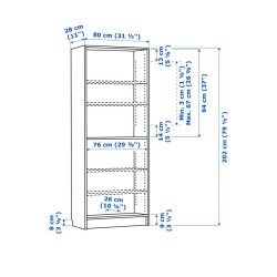 Ikea Billy Bookcase With Shelves White 80x28x202 cm - 522047