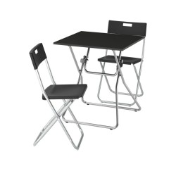Ikea Gunde Folding Table & 2 Chairs Black 09564603
