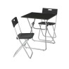 Ikea Gunde Folding Table & 2 Chairs Black 09564603