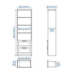 Ikea Brimmes Bookcase 60x190 cm With 2 Drawers And Shelves White