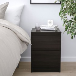 Ikea Kullen Bedside Table 2 Drawers Black- Brown 35x49 cm