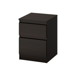 Ikea Kullen Bedside Table 2 Drawers Black- Brown 35x49 cm