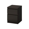 Ikea Kullen Bedside Table 2 Drawers Black- Brown 35x49 cm