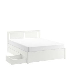 Ikea Songesand Bed 180x200 White cm With 2 Storage 49241215