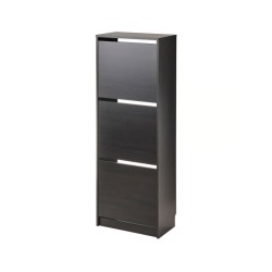 Ikea Bissa Shoe Cabinet 3 Compartments Black-Brown 49x28x135 cm