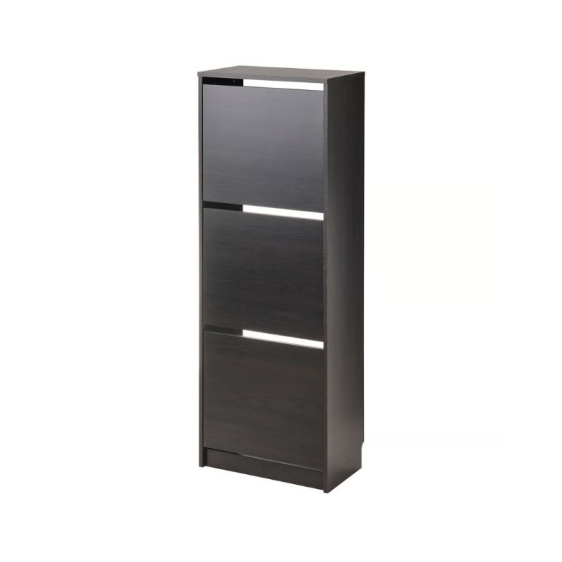 Ikea Bissa Shoe Cabinet 3 Compartments Black-Brown 49x28x135 cm