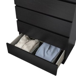 Ikea Malm Chest Of 6 Drawers Black-Brown