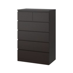 Ikea Malm Chest Of 6 Drawers Black-Brown