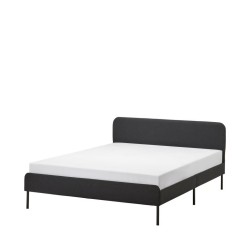Ikea Slattum Bed 150x200 cm Dark Grey Upholstered Vissle - 60571247