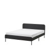 Ikea Slattum Bed 150x200 cm Dark Grey Upholstered Vissle - 60571247