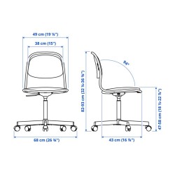 Ikea Orfjall Swivel Chair White Fabric L.Grey 29416013
