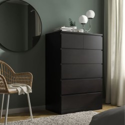 Ikea Malm Chest Of 6 Drawers Black-Brown 60354625