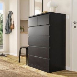 Ikea Malm Chest Of 6 Drawers Black-Brown 60354625