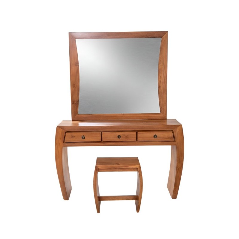 Collection Tamarin Shanghai Dressing Table With Mirror Natural Teak