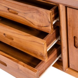 Collection Tamarin Canberra Low TV Stand Natural Teak Oil Finish 150x45x70