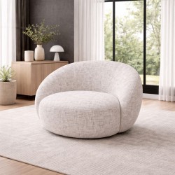 Bella Casa Kipton Swivel Hug Chair Fabric Cream