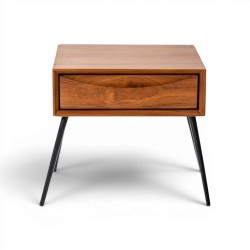 Collection Tamarin Tuban Night Table with Metal Legs Teak