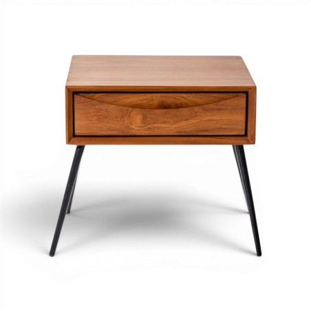 Collection Tamarin Tuban Night Table with Metal Legs Teak