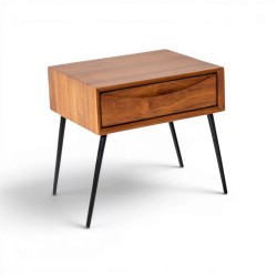 Collection Tamarin Tuban Night Table with Metal Legs Teak