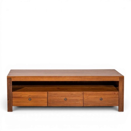 Collection Tamarin Aires Low TV Stand Natural Teak Oil Finish 160x45x50
