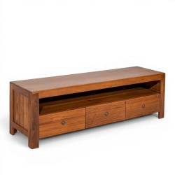 Collection Tamarin Aires Low TV Stand Natural Teak Oil Finish 160x45x50
