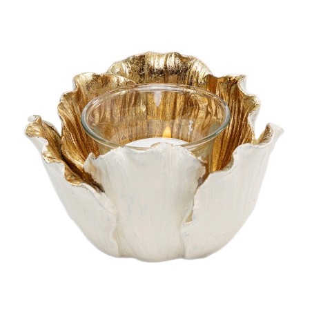 Kare Tealight Holder Flower Bloom Cream Gold 10 Ref 52839