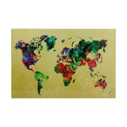 Kare Glass Picture Metallic Colourful Map 150x100cm Ref 53608