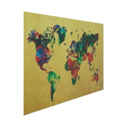 Kare Glass Picture Metallic Colourful Map 150x100cm Ref 53608