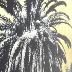 Kare Picture Glass Mettalic Palms 180x120cm Ref 61574