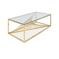 Kare Laser Coffee Table Gold Clear Glass 120x60 cm Ref 85363