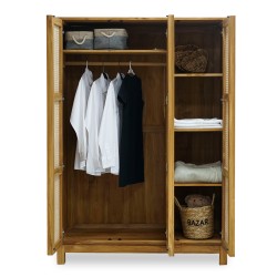 Bella Casa Rimba Wardrobe 3 Doors Finish Teak Oil