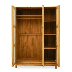 Bella Casa Rimba Wardrobe 3 Doors Finish Teak Oil