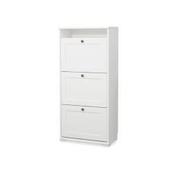 IKEA Brusali Shoe Cabinet With 3 Compartments White Ref 80480393