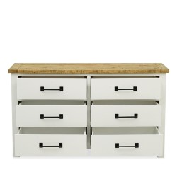 Abbley Chest of Drawers Latte & White Brushing Acacia In Pine