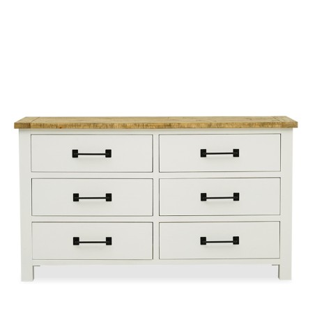 Abbley Chest of Drawers Latte & White Brushing Acacia In Pine