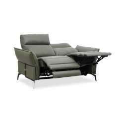 Trinity 2 Seater Recliner Grey Col Cow Leather PU