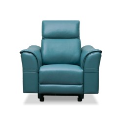 Leather Studio Moreno Recliner 1S Fab Canari Blue