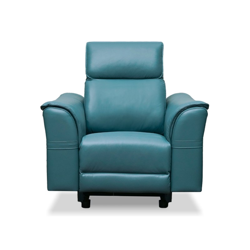 Leather Studio Moreno Recliner 1S Fab Canari Blue