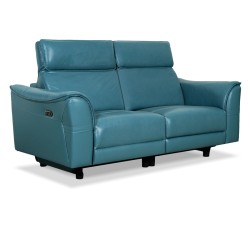 Leather Studio Moreno Recliner 3S Fab Canari Blue