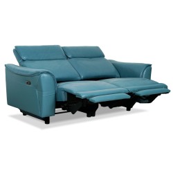 Leather Studio Moreno Recliner 3S Fab Canari Blue