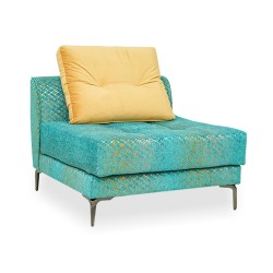 Bella Casa Tudor Armless Chair in Turquoise Col Fabric