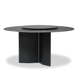Bella Casa Sintra Round Table With Top In Black Marble