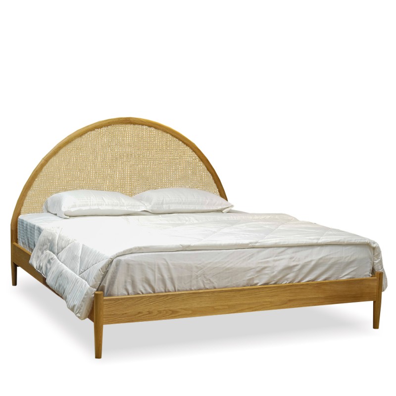 Bella Casa Reema Arched Bed 180x200 cm Oak & Cane