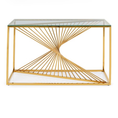 Kare Laser Console Table Gold Clear Glass Ref 85364