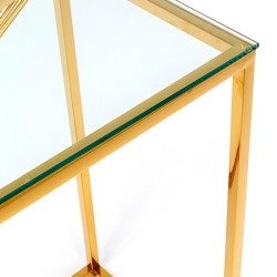 Kare Laser Console Table Gold Clear Glass Ref 85364