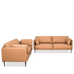 Bella Casa Avazza Sofa 3+2 Vegan Leather in Brown Col